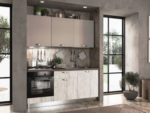 Complete keuken Mira Alba 180x60 wit eik en ma t taupe 1195 euro AR22 Complete keuken inclusief apparatuur Mira Alba 180x60 wit eik en ma t taupe 1195 euro AR22 tot 2000 euro