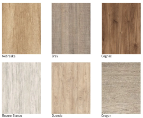 Mogelijke houtdecor frontkleuren Nebraska eik Nebrasjka grijs bruin eik opties voor complete keuken Mira Iris 360 360x60 AR1656