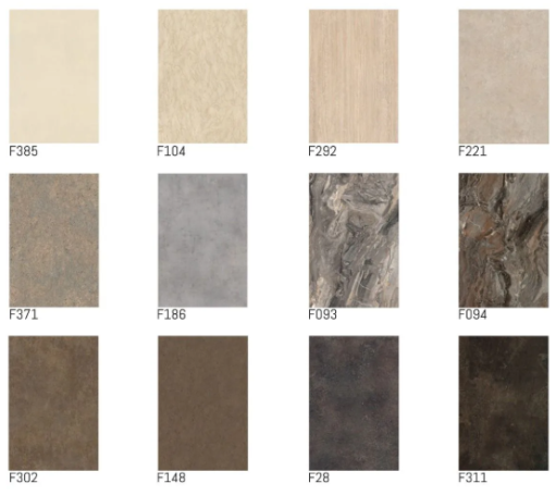 keukenblad mogelijkheden Een collage van verschillende texturen en kleuren van materialen voor vloeren.