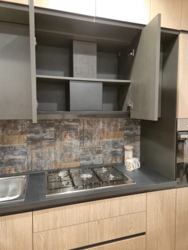 Complete keuken Sky AR 1957 390x60 eik grafiet - ingebouwde afzuiging 