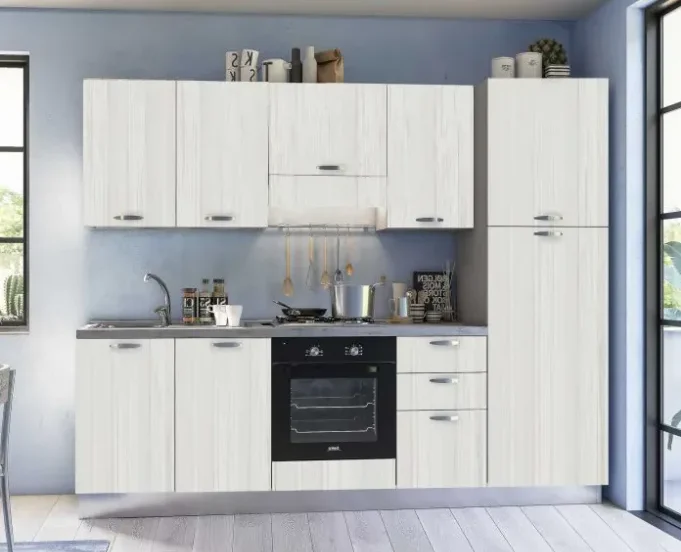 Complete keuken Mira Tea rechts 255x60 wit eik 1895 euro AR959 Complete keuken inclusief apparatuur Mira Tea rechts 255x60 wit eik 1895 euro AR959 keuken onder 2000 euro