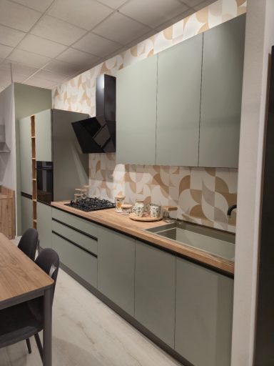 Complete keuken Ar-Tre Sky 410x60 cm groen 8495 euro AR 3043 - aanzicht rechts