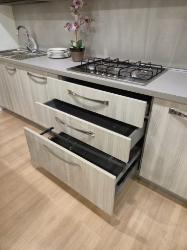 Complete keuken Ar-Tre Up Design 420x60 walnoot en beton lava 5695 euro AR 5856 - open lades