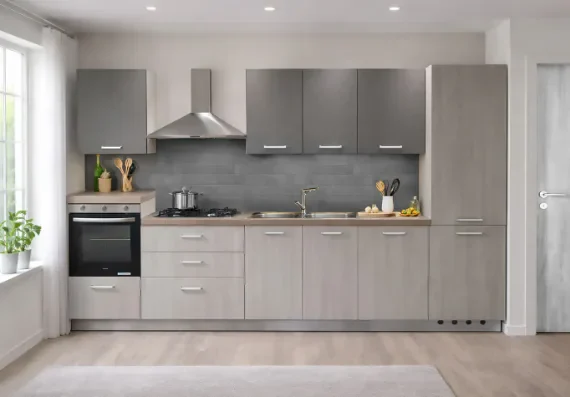 Complete keuken Ar-Tre Idea rechts 360x60 grijze iep en grafiet 3995 euro AR4592 Complete keuken inclusief apparatuur Ar-Tre Idea rechts 360x60 grijze iep en grafiet 3995 euro AR4592 tussen 3000 3n 4000 euro