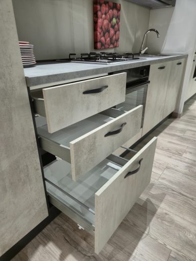 Lades met softclose Mira Sara 300 cm links wit en leisteen cement