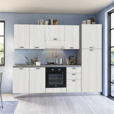 complete keuken 255 cm Mira Tea rechts 255x60 wit eik hoogte 216 cm 1895 euro AR 959