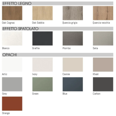Kleurenoverzicht fronten complete keuken Ar-Tre 360 x 60 carbon oud eik AR497