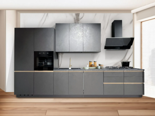complete keuken Ar-Tre sky 390x60 cm utopia grafiet - 7895 euro inclusief Electrolux apparatuur - AR 3042 - overview