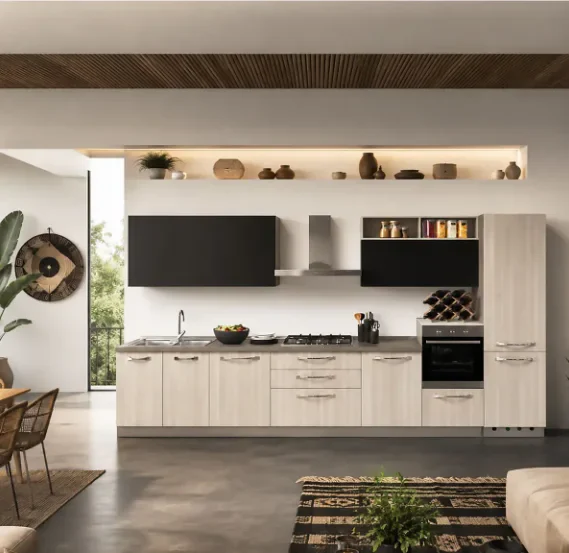 Complete keuken inclusief apparatuur Ar-Tre Up Design 420x60 walnoot en beton lava 5695 euro AR5856 tussen 5000 en 6000 euro