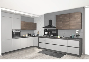 moderne maatwerk L-keuken wit hout Ar-Tre
